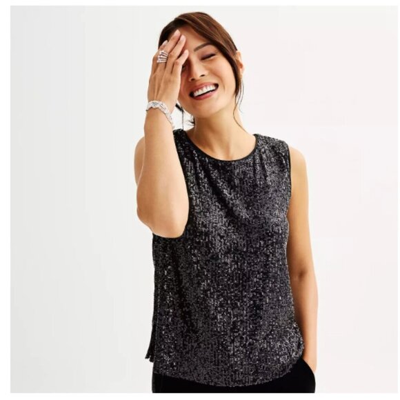 Draper James RSVP Black Sequined Tank - Size XXL - Picture 1 of 7